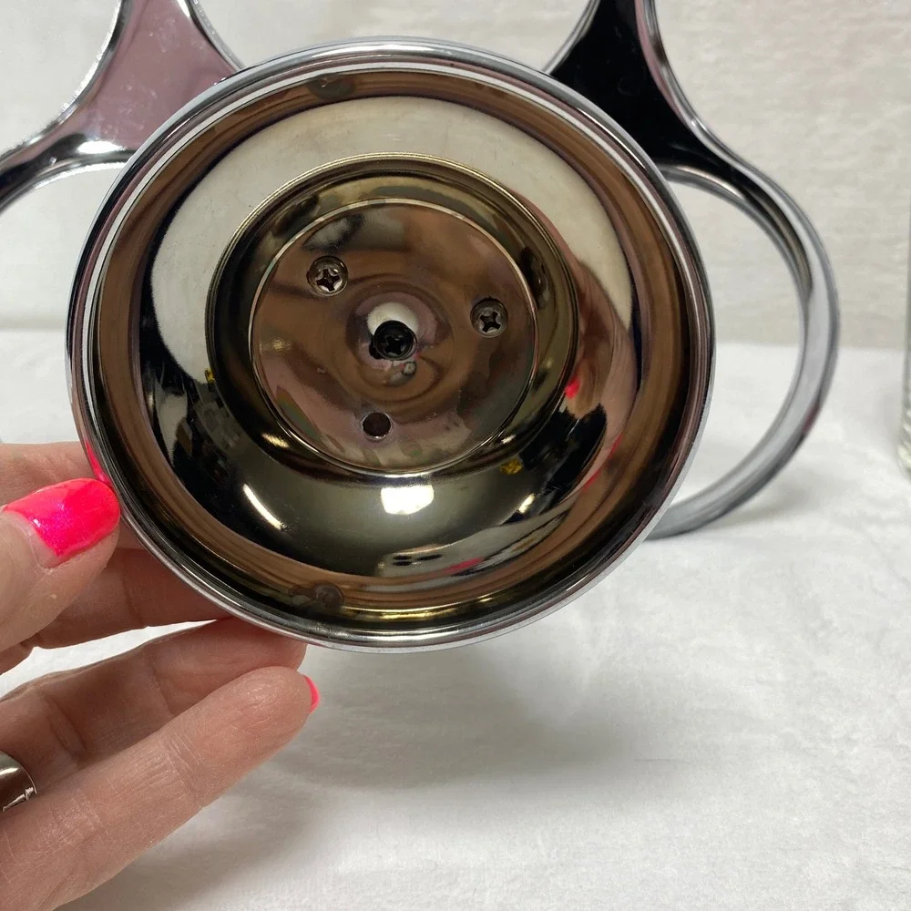 VTG LAZY SUSAN 3 Glass‎ Caddy Condiment Spinning Server Carousel With Spoons